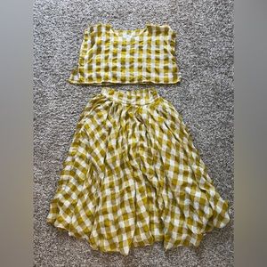 Vici gingham cropped shirt and flowy skirt